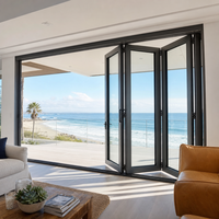 Porte accordéon moderne en aluminium insonorisée à rupture de pont thermique avec cadre isolé Garantie 5 ans Devis rapide Installation en showroom Faible MOQ