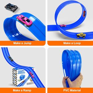 Pista di auto da corsa flessibile per bambini giocattolo con ventose compatibili con il Diecast 1:64 auto arrotola pista portatile - Product Image 6