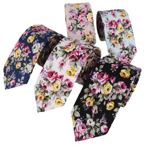 Corbata de algodón con flores para hombre, corbata fina Multicolor a la moda, 6cm, para boda, venta al por mayor - Product Image 3