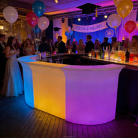 Meuble de comptoir de bar portable en plastique avec Led/barre mobile à Led droite comptoir de bar moderne étanche à vendre