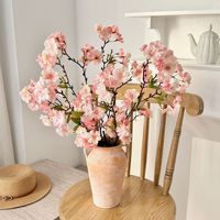 Ranting Bunga Sakura 45 Kuntum Seperti Asli, Dekorasi Rumah, Hiasan Meja, Bunga Sakura Palsu Realistis dari Sutra
