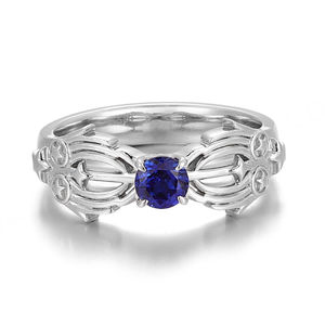 New Design 18K 14K 10K Solid Real Gold Royal Blue Lab Gemstone Customized <b>Fashion</b> <b>Rings</b> Gold Wedding <b>Rings</b> for Couple Daily Wear - Product Image 2