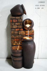 Fuente de agua de suelo exterior rústica con tarro y cuenco de <span class=keywords><strong>gres</strong></span> con luz LED en cascada <span class=keywords><strong>para</strong></span> patio jardín - Product Image 5