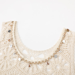Summer New Bohemian Casual Style Women's <span class=keywords><strong>Crochet</strong></span> Sequin Knitted Vest Short Layered Top - Product Image 3