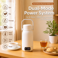 Bouilloire Électrique Portable Double Usage pour la Maison, en Acier Inoxydable 316, Ébullition Rapide en 5 Minutes, Contrôle Multi-Températures, Idéale pour les Voyages
