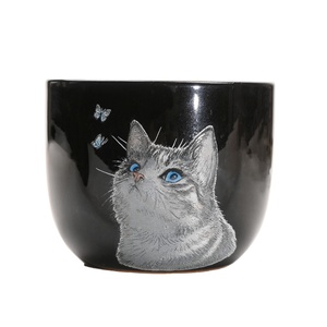 Taza <span class=keywords><strong>de</strong></span> Café Moderna y Sencilla <span class=keywords><strong>de</strong></span> Estilo Árabe con <span class=keywords><strong>Diseño</strong></span> <span class=keywords><strong>de</strong></span> Gato y Mariposa, en Negro Glaseado, 150 ml, Apta para Lavavajillas, Gran Venta en el Medio Oriente - Product Image 5