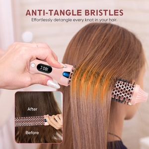 Brosse chauffante rotative en céramique pour cheveux, <span class=keywords><strong>fer</strong></span> à <span class=keywords><strong>boucler</strong></span>, outils de coiffure, brosse thermique infrarouge rotative pour grandes boucles - Product Image 4