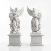 Statue d'ange déesse de la récolte en marbre blanc de qualité supérieure, taille réelle, style occidental, sculpture d'ange ailé sculptée pour parc, hôtel, église