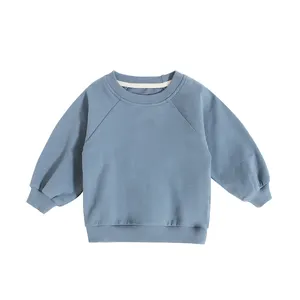 Logo Custom Kids Toddler French Terry Baby Clothing Top Candy Color Long Sleeve 95% Organic Cotton Boys Tracksuits