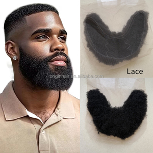 <span class=keywords><strong>Barbe</strong></span> et moustache artificielles en cheveux humains sur base de dentelle, faites à la main, pour hommes, maquillage réaliste - Product Image 1