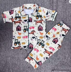 Ensemble de pyjama assorti à manches courtes avec imprimé d'animaux de la ferme pour filles - Product Image 6