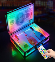 Présentateur de service de bouteille de facture d'argent de dollar américain VIP porte-valise acrylique brillant LED bouteille