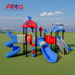 Commercial Fantasyland Slide Outdoor Playground Equipment For Children Colorful Plastic Swing Slide