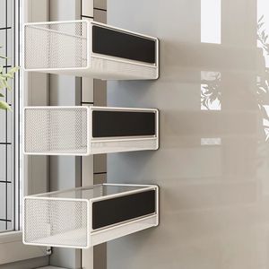 Étagère magnétique pour réfrigérateur, blanc, noir, acier au carbone, amovible, organisateur de rangement pour cuisine, support de porte de réfrigérateur - Product Image 1