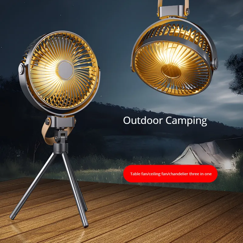 New 2023 ventilador desktop, portátil recarregável usb tripé ventilador com controle remoto, mini teto ao ar livre camping luz fãs