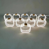 Lustre carré en acrylique de 15 cm de diamètre, 10 branches, luminaire suspendu au plafond, fournitures pour fêtes, festivals et événements