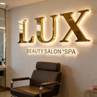 Letrero LED para Exteriores, Letrero 3D con Retroiluminación Dorada, Letrero Personalizado, Logotipo de Empresa para Oficina, Letrero LED para Negocios en Exteriores