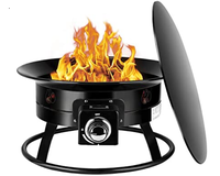 Brûleur de cheminée au propane portable avec pierres de lave incluses, construction en acier noir, résistant à la chaleur, pour usage intérieur/extérieur