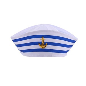 Chapeau <span class=keywords><strong>de</strong></span> <span class=keywords><strong>capitaine</strong></span> pour fête d'Halloween, performance scénique, cosplay, marin, drapeau ancre, bleu rayé, uniforme pour adultes et enfants - Product Image 5