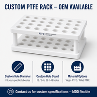 Support pour tubes à essai en PTFE 100 % vierge pour récipients de digestion par micro-ondes - 24 trous, zéro contamination, OEM personnalisé