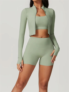 Ensemble de sport et yoga 3 pièces pour femme : Soutien-gorge de sport, leggings de gym et haut de yoga – Tenue de sport et survêtement - Product Image 4