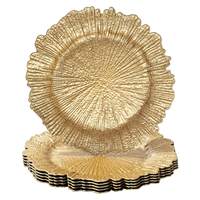 Assiette de Banquet de compote irrégulière de mode 13 pouces assiettes de chargeur en plastique or pour assiettes à dîner, mariage