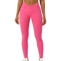 Sm2308-1 'S-Xxl Vrouwen Yoga Leggings Naakt Gevoel Strakke Sport Dragen Polyamide Hoge Taille Cross Taille Yoga Panty