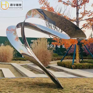 Escultura Abstracta de Cinta Metálica Jiahua, Pieza de Arte Decorativa Geométrica Irregular de Acero Inoxidable para Montaje en Suelo Exterior - Product Image 4
