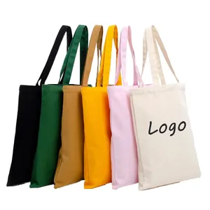 Wholesale Hot Sale Solid Color Canvas Tote Bag Reusable Canvas Shopping Shoulder Bag Washable Coloured Canvas Bag