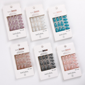 Vente chaude longue durée paillettes acrylique presse artificielle ongles amovible Nail Patch dans la conception étincelante naturelle en gros - Product Image 2