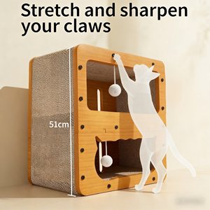 Rascador para Gatos Multicapa, Resistente a Mordeduras, Transpirable, con Diseño de Cara de Gato, 45x51x27 cm, Mueble de Madera para Gatos Medianos - Product Image 4