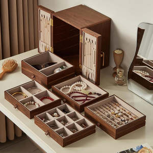 Luxury Solid Wood Rectangle 5-Layer Large-Capacity Multi-Purpose Jewelry & <b>Watch</b> Storage Box with Custom Logo Jewelry Display - Product Image 5