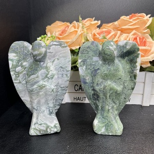 Ingrosso grande venditore prodotti spirituali di cristallo naturale muschio agata angelo intaglio per la decorazione - Product Image 1