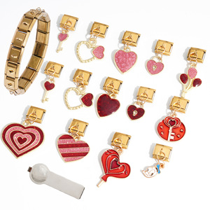 สร้อยข้อมือแบบโมดูลาร์ฐานทองรูปหัวใจพร้อมจี้คริสตัล อุปกรณ์เสริมเครื่องประดับ DIY สำหรับสวมใส่ทุกวัน - Product Image 1