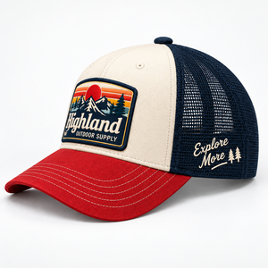 Wholesale Flat Brim Gorras <b>Hat'S</b> Mesh Back Breathable Embroidered Patch Logo Trucker <b>Hats</b> With Custom Logo - Product Image 2