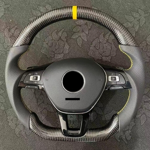 Volant sport en cuir et fibre de carbone pour VW Golf 5 MK6/MK7/MK8 Jetta Passat B8 Polo pour GTI Amarok V6 <span class=keywords><strong>T6</strong></span> Variant - Product Image 1