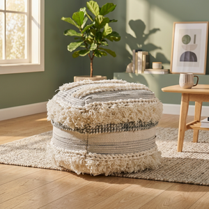 Pouf en coton portable fait main |   Pouf design bohème, doux et durable, respectueux de l'environnement, pour chambre de ferme, hôtel et appartement - Product Image 2