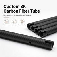 Tube en fibre de carbone 3K personnalisé, haute rigidité, léger, creux, usiné CNC pour les pièces structurelles des bras robotiques UAV