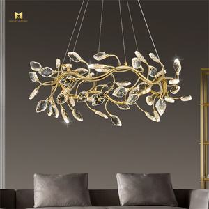 Lustre moderne de luxe en <span class=keywords><strong>feuille</strong></span> de cristal Nouvel intérieur Salon Plafond LED <span class=keywords><strong>Suspension</strong></span> Décoratif Intérieur Décoratif - Product Image 1