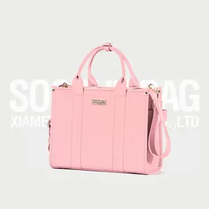 Soochic Dress Customized Orange Womanish Leather Handbag Boutique Golden Stand Ladies Purses Casual Women Top Zipper Bag