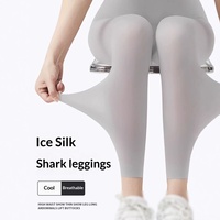 Leggings d'été fins pour femme, en soie glacée effet peau de requin, protection solaire, longueur 7/8, haute élasticité, pour le yoga et les activités de plein air