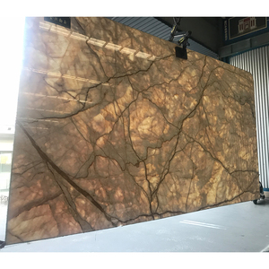 Goldtop OEM/ODM Modern Polished Transparent Golden Cloud Onyx <b>Marble</b> Natural Stone Big Slab for Vanity Countertop - Product Image 1
