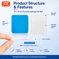 Électrodes de gel hydrogel EMS Jinke 70x70mm réutilisables pour entraîneur abdominal, auto-adhésives, pour masseur corporel TENS abdominal, vente en gros