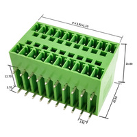 Vert 3.81mm double couche mâle enfichable bornier PCB broches type XK15EDGRH-3.81 plié goupille