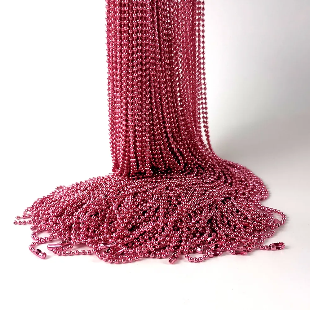 Chaîne boule couleur rose avec connecteur chaîne boule collier sans nickel sans plomb avec connecteur gratuit