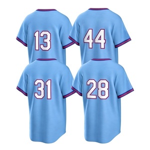 Maglie da baseball americane ricamate blu chiaro della squadra New City US 2026 all'ingrosso per giocatori # 13 # 28 # 44 # 51 # 10 # 3 Luci Personalizzate - Product Image 4