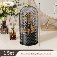 Boîte de rangement et organisateur de pinceaux de maquillage à 3 compartiments, support rotatif pour brosses à dents avec couvercle pour comptoir de salle de bain