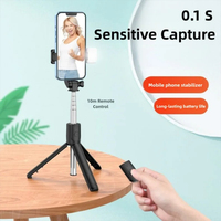 Trépied perche à selfie sans fil Bluetooth avec lumière LED et télécommande détachable, support de téléphone pour TikTok et diffusion en direct – Vente directe usine
