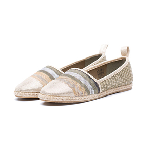 2024 the Most Fashion Woven Raffia Upper with <strong>Gold</strong> Shining Toe Comfortable Low Height <strong>Espadrilles</strong> Flat <strong>Shoes</strong>