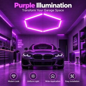 Éclairage de garage LED hexagonal IP66, éclairage de plafond modulaire en nid d'abeille, lumière du jour 6000K, faisceau à 360 degrés pour garage, atelier, réparation automobile - Product Image 2